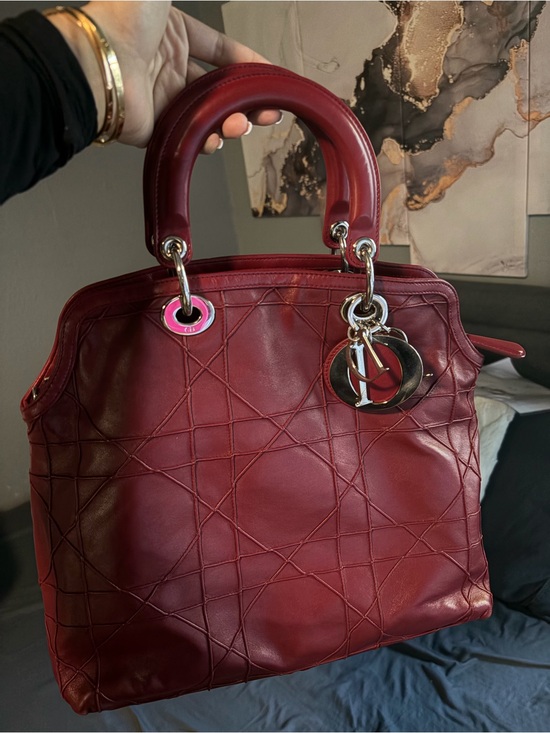 Dior Handbags - Dior Burgundy Leather Satchel with Silver Hardware